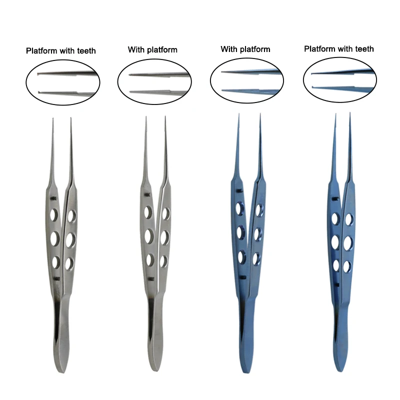 GREATLH 1pcs Surgical Forceps Micro Forceps Tweezers with Teeth Straight Type Microscopic Eye Surgical Instruments