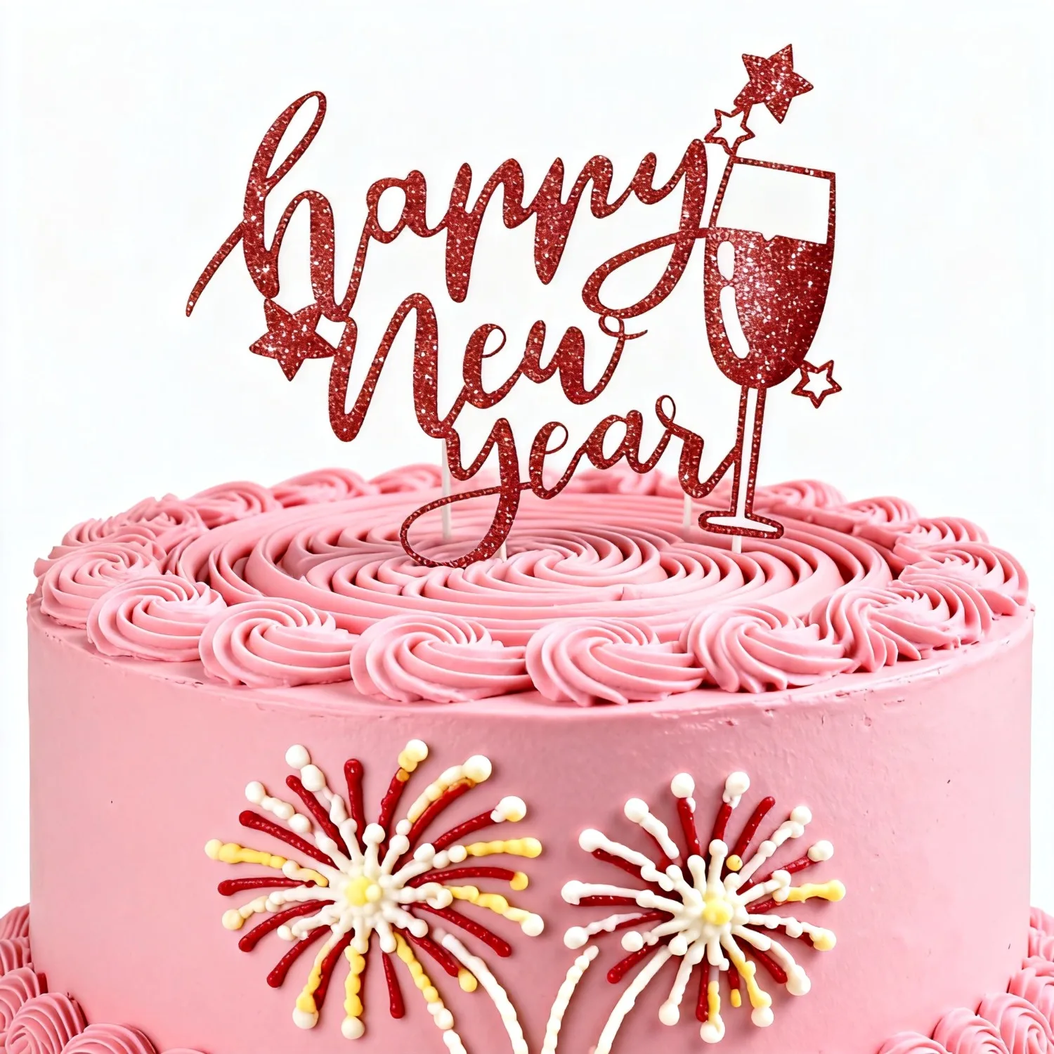 1 Stück Neujahrstorte Topper 2026 Rot Glitzer Glitzer Frohes Neues Jahr Dekoration für Geburtstagsfeier Hochzeitsfeier Foto Requisite