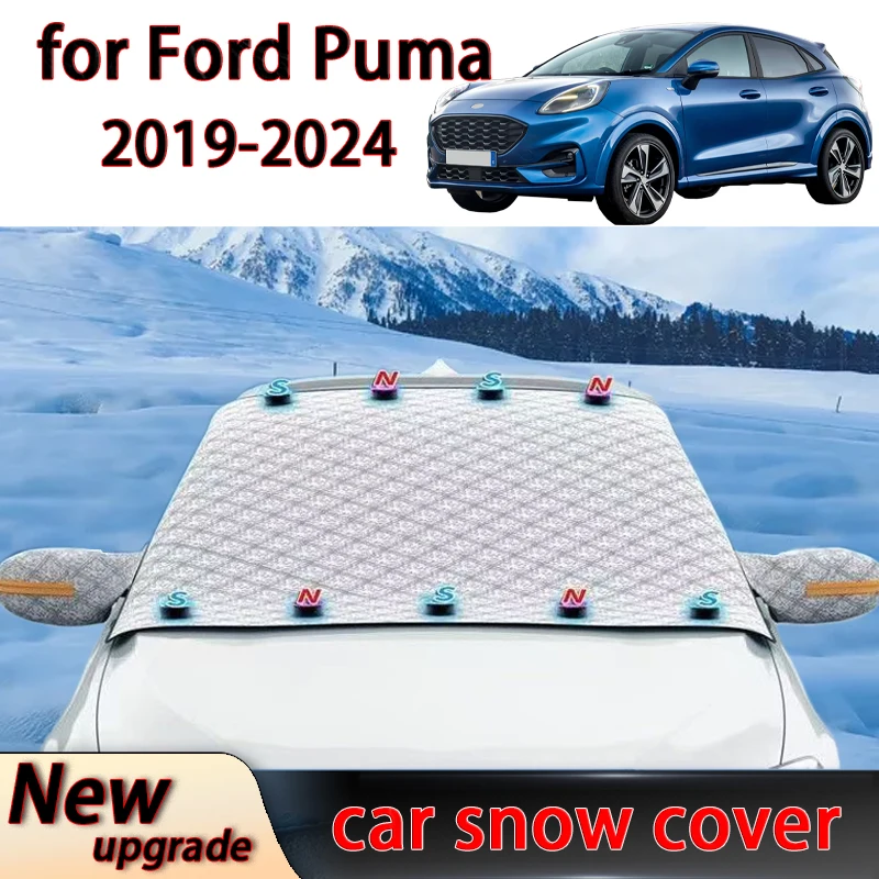 Car Snow Shield for Ford Puma 2019-2024 Shade Outdoor Winter Front Windshield Window Freeze Frost Cover Sunshade Accessories