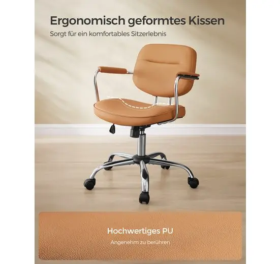 SONGMICS Bürostuhl, Schreibtischstuhl, ergonomisch, verstellbare Armlehnen, Wippfunktion