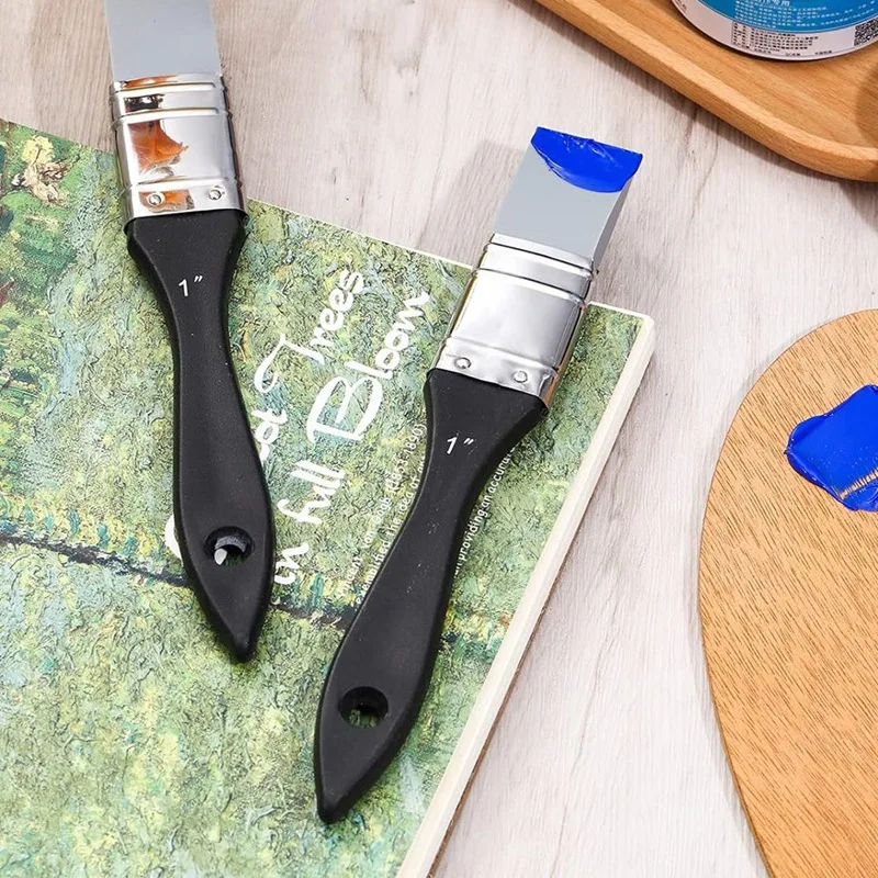 Flexível Silicone Pintura Escova, Ferramentas de Arte, Cor Shaper Ferramenta, Plano Acrílico Escova, Pincéis, 1 "Wide, 2 Pcs