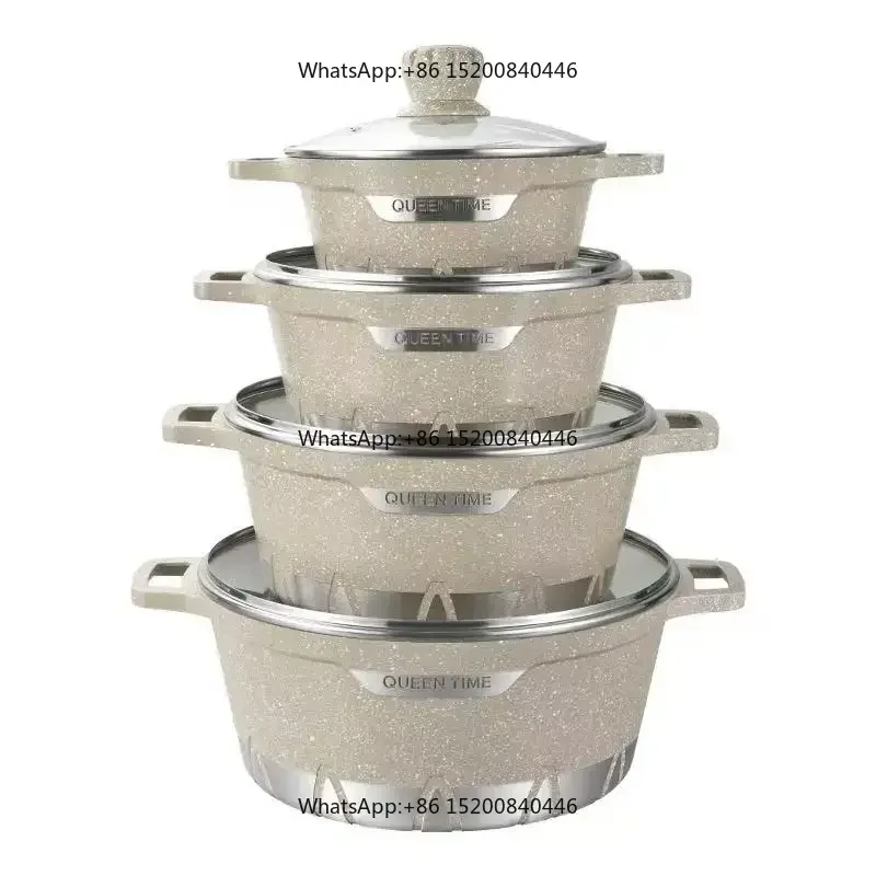LOVFE  High Quality Classic  Die Cast Nonstick Pan Household Pot Soup Stew Pot Set 10 Pcs Aluminum Pot