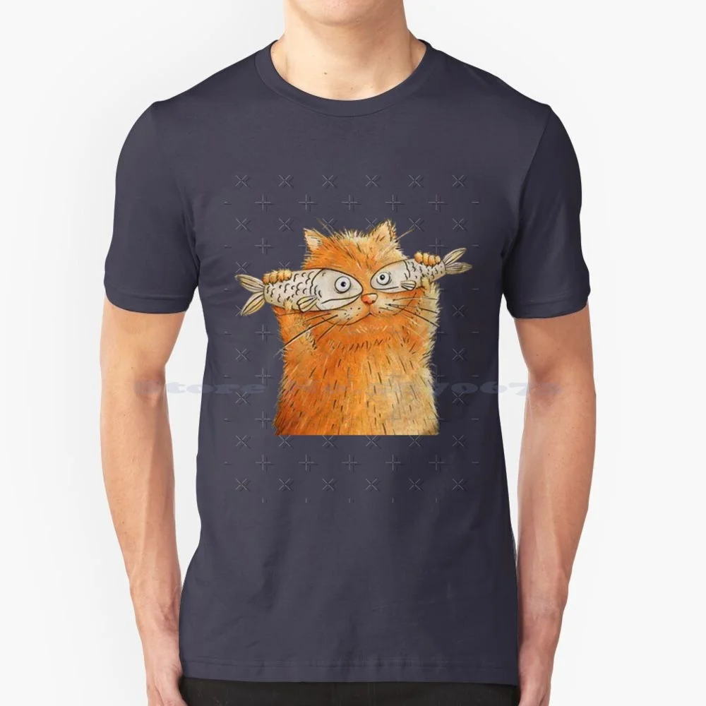 Red-Headed Cat T Shirt 100% Cotton Tee Red Headed Blue Ginger Unique Black Funny Original School Background Bedroom Cats