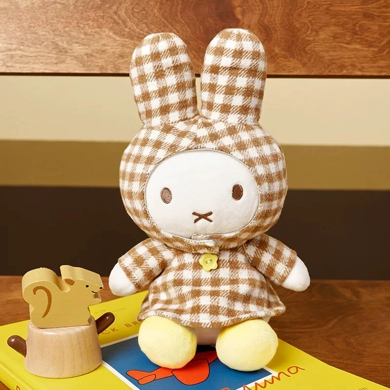 Miffy Kawaii Anime Roam Plaid Clothes Plush Doll Cute Doll Soft Exquisite Fashion Ins Style Simple Appease Retro Cure Girls