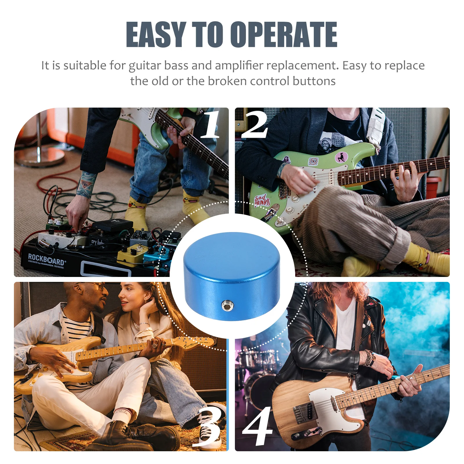 

1Set Electric Guitar Knob Metal Volume Tone Control Replacement Caps for Guitar Bass Amplifier Professional Use Accessories