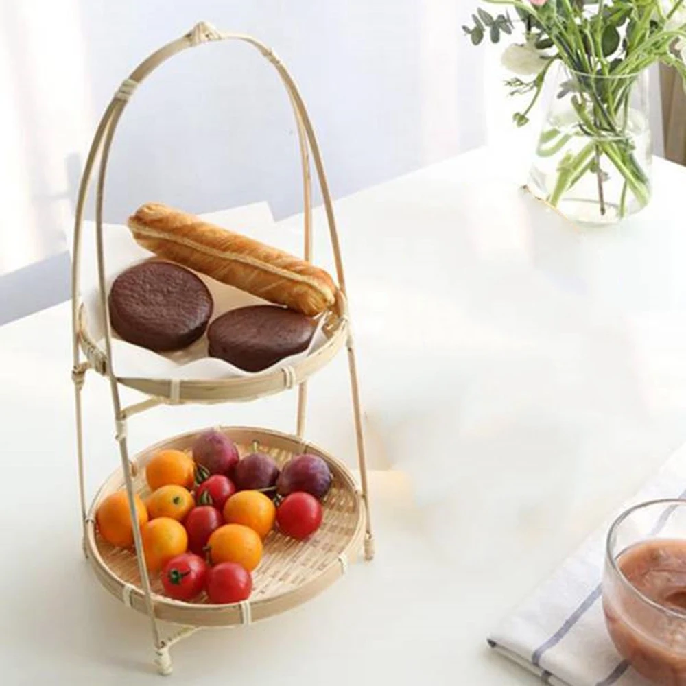 WUNICEF-Paniers de tissage en bambou, plat fait à la main, décoration de la maison, stockage de fruits JxFood pour la cuisine Evalumir Osier