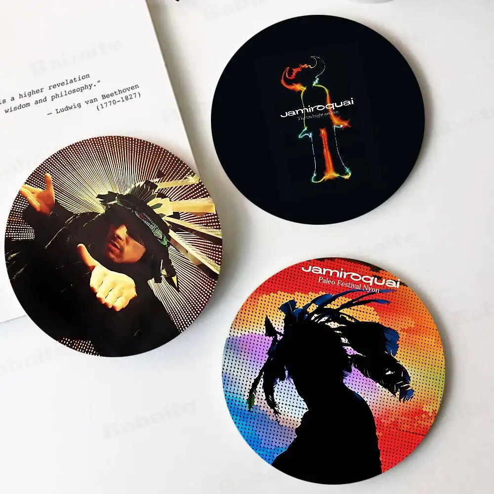 Rock Band J-Jamiroquai Wooden Coaster Heat-Resistant Drink Mats with Non-Slip Base, Perfect Gift Idea