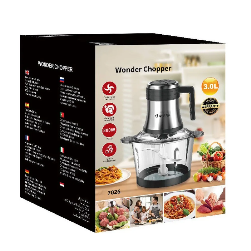 800W 전기 고기 분쇄기 다기능 푸드 프로세서 3L 스테인레스 스틸 식품 믹서 야채 슬라이서 가전 제품 220V