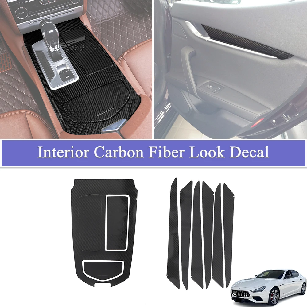 

Gear Shift Panel Sticker Door Handle Plate Decal for Maserati Ghibli 2014-2017 Car Accessories Carbon Fiber Look Interior PVC