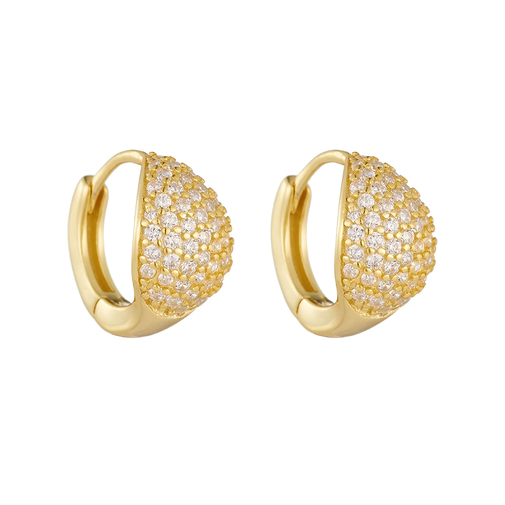 Women's Micro-Set Zirconia Circle Ear Cuffs S925 Sterling Silver High-End Geometric Full-Diamond Studs Quality Jewelry - view 6