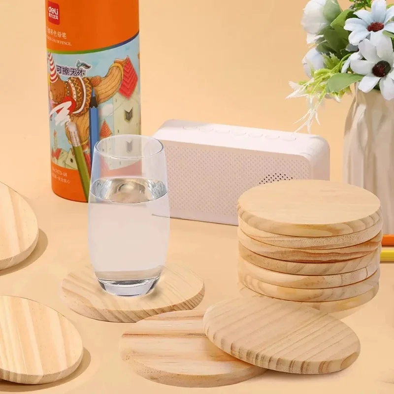 12pcs Round Wood Circles Unfinished Slices Discs DIY Original Solid Wood Crafts Coasters Painting Engraving Carving Home Decor