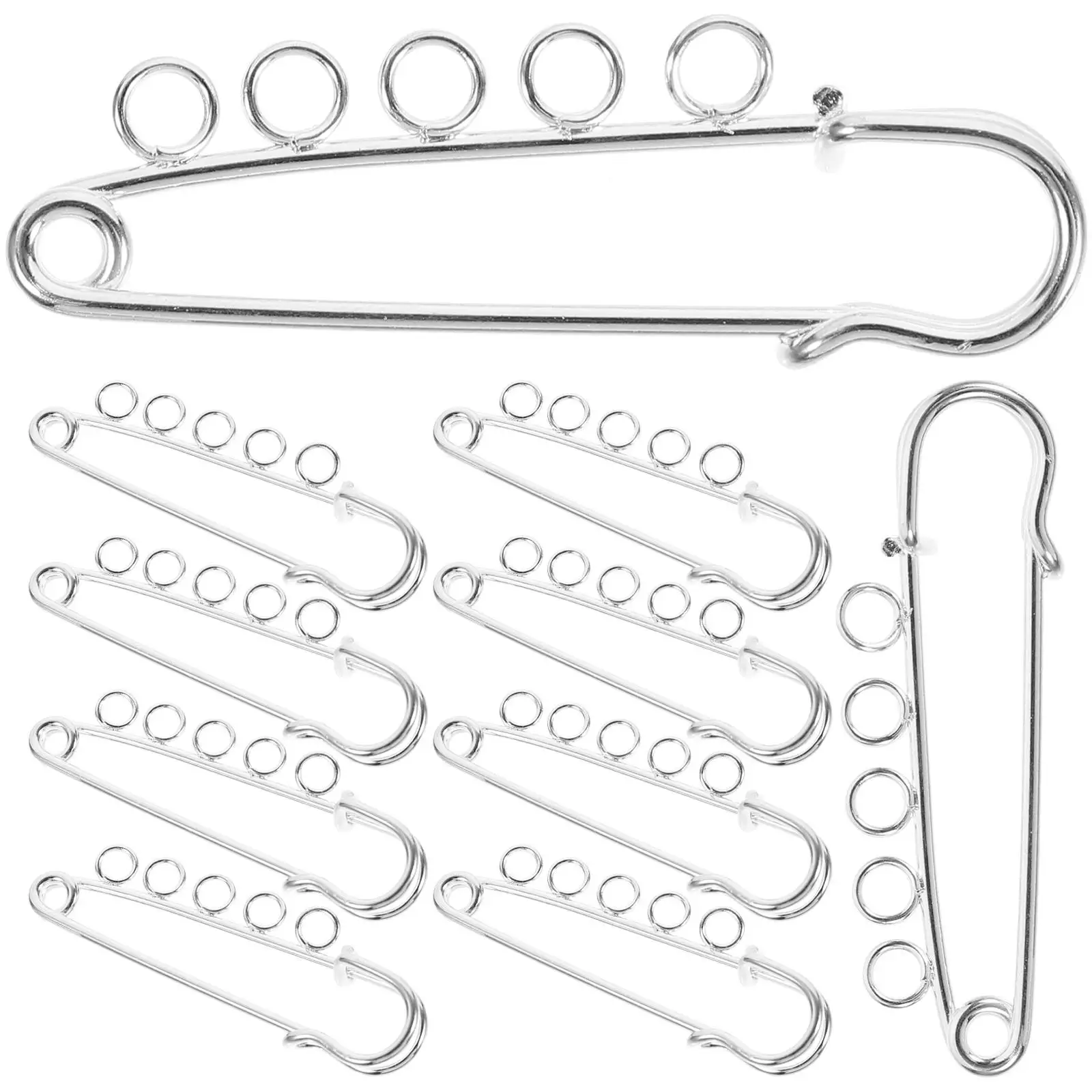 

10 Pcs 5 Hole Safety Heavy Duty DIY Small for Clothes Alloy Brooch Quilting
