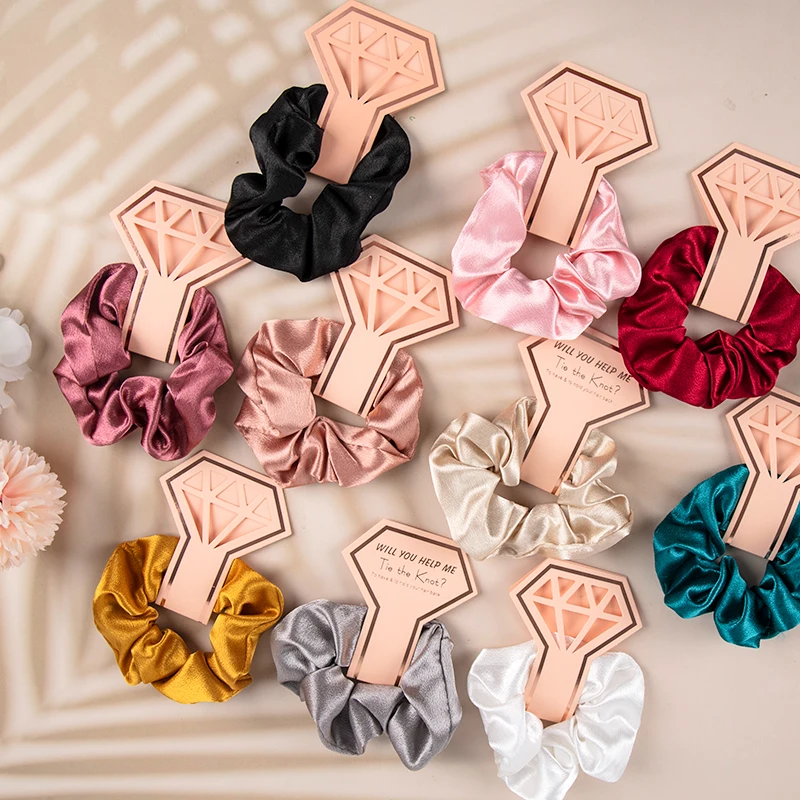 1Pcs Bridesmaid Gift Hair Scrunchies Team Bachelorette Party Favors Bridal Wedding Souvenir Party Bridal Shower Wedding Gift