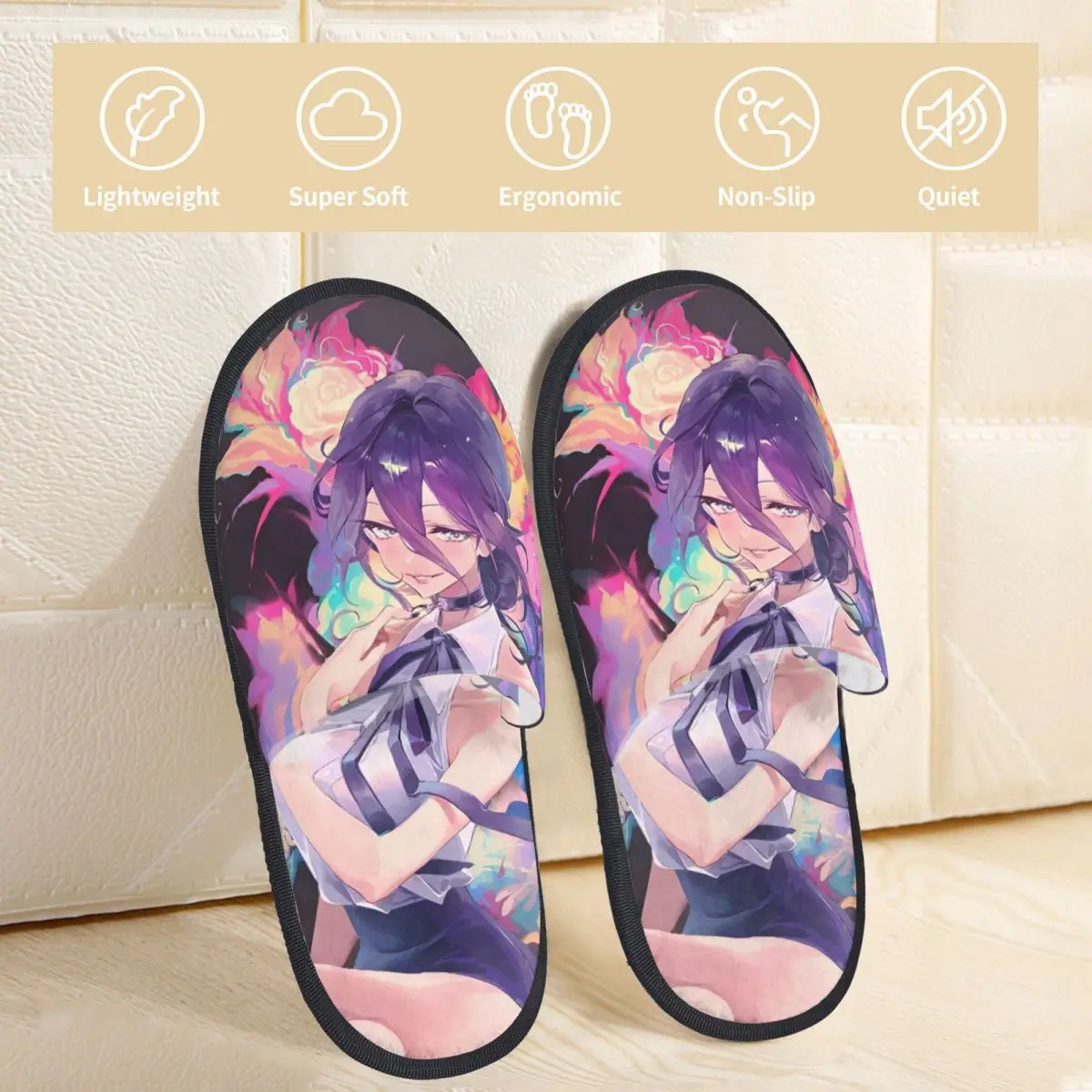 Winter Slippers Chainsaw Man Reze Accessories Household Fur Slides Slippers Indoor Anime Cozy Non-skid Slides