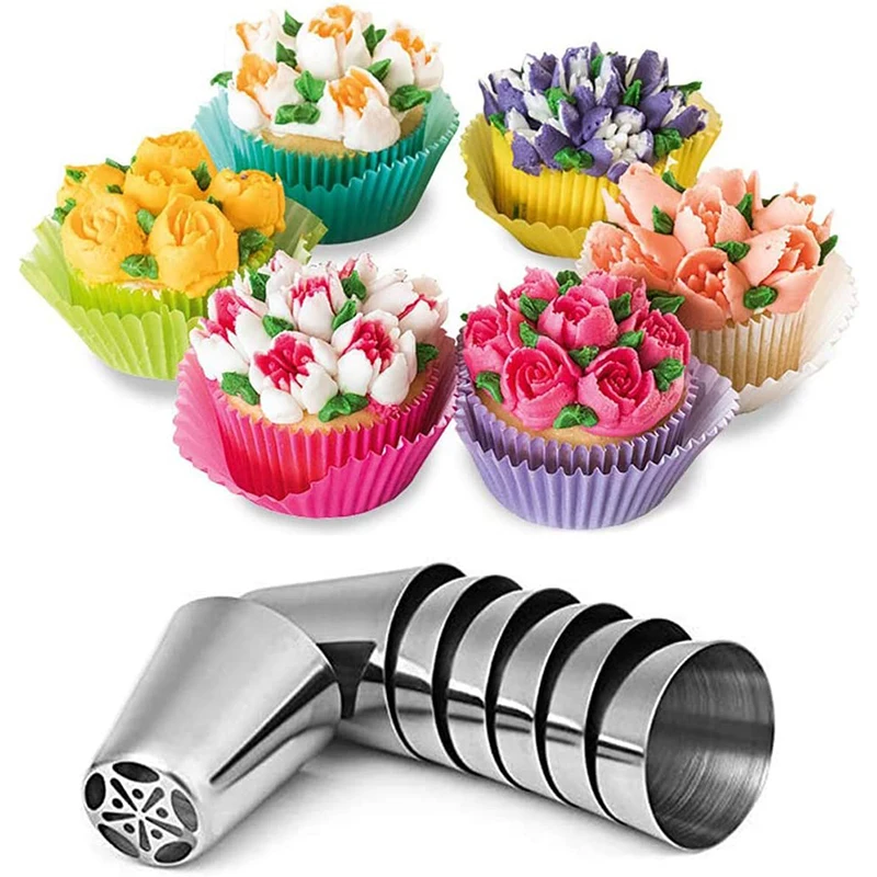 Russian Tulip Icing Piping Nozzles Stainless Steel Flower Ice Cream Bakery Tips Pastry Bag Cupcake Cake Decorating Tools Molds