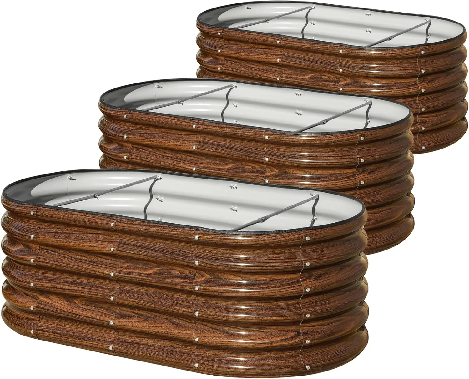 17" Tall Galvanized Raised Garden Bed, 46"x23.6" Oval Planter Box for Vegetables, Fruits, Flowers