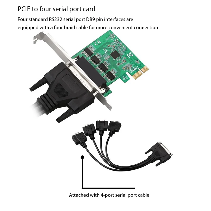 RS232การ์ดขยายตัว PCI Express การ์ด PCIE 4พอร์ต/2-Port RS232 PCI-E ไรเซอร์การ์ดอะแดปเตอร์สำหรับ PC