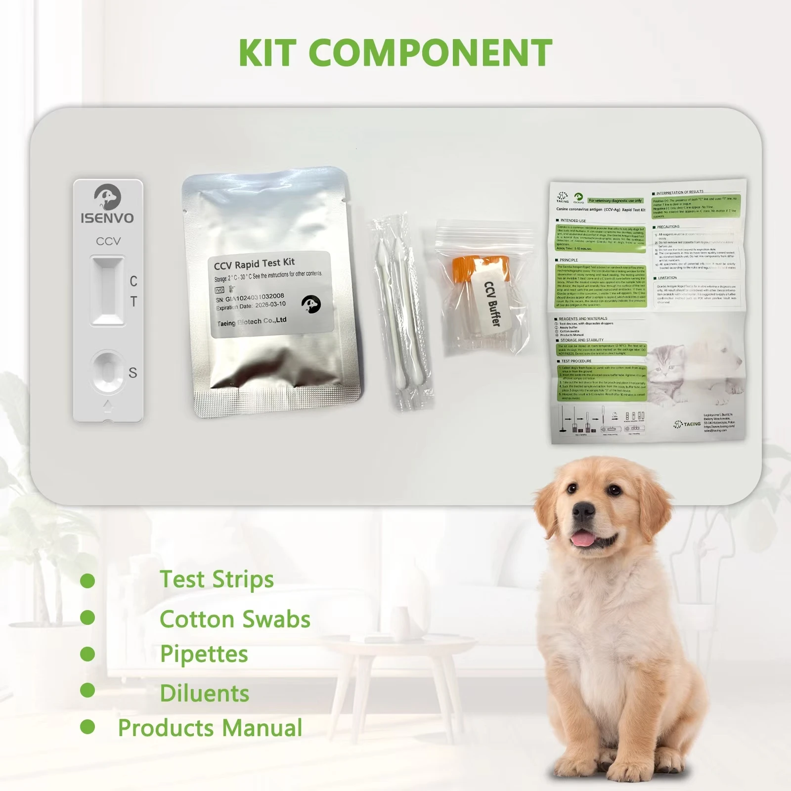 Imagem -02 - Kit de Teste de Saúde Doméstica para Cães com Detecção Rápida Ccv ag de 10 Unidades