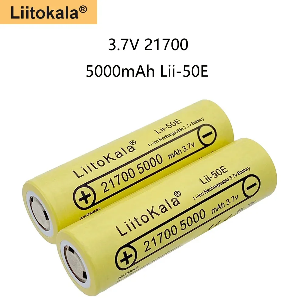 

LiitoKala Lii-50E 3.7V 21700 5000mah Rechargeable Battery 5C Discharge High Power Batteries for Electronic Products Flashlights