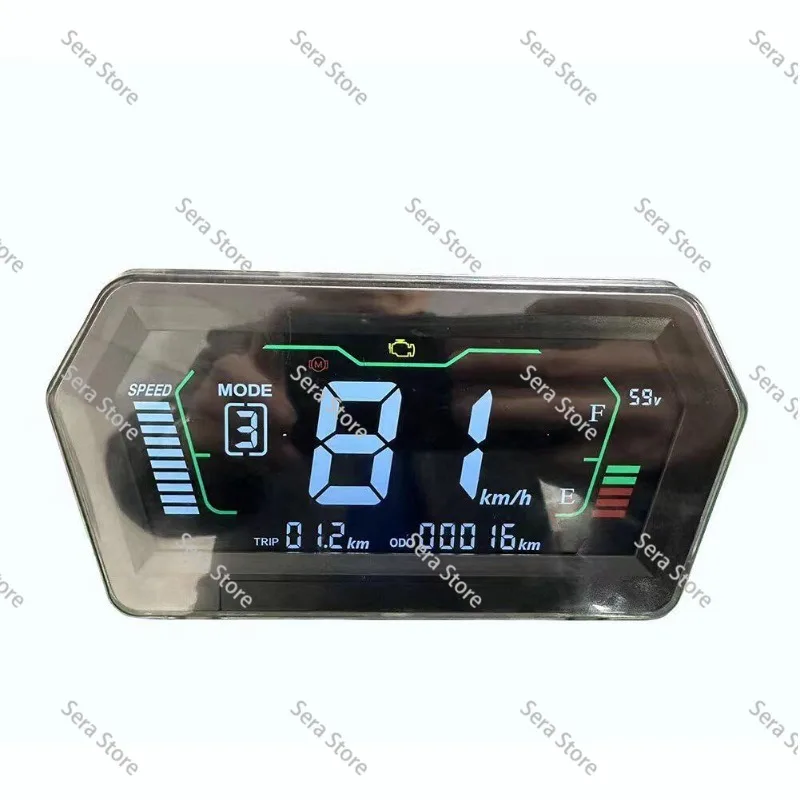 LCD Display Speedometer for Controller, Adjustable with CAN & 1-Wire Communication, 72V 96V for Electric Scooter