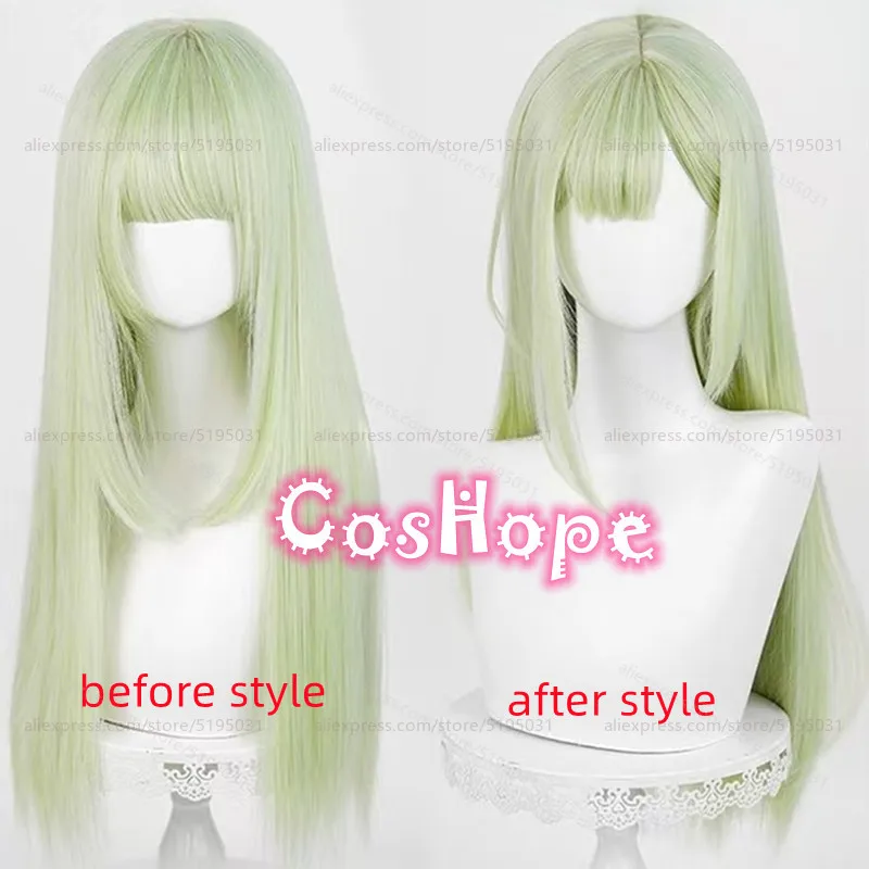 Mutsumi Wakaba Cosplay Wig 66cm Long Light Green Wig Cosplay Anime Cosplay Wigs Heat Resistant Synthetic Wigs