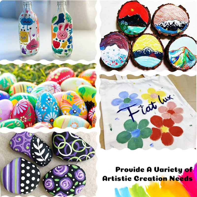 12/24/36/48 Kleuren Dual Tip Acrylverf Pennen Markers Voor Houten Canvas Steen Rock schilderen Glas Keramische Oppervlakken DIY Ambachten