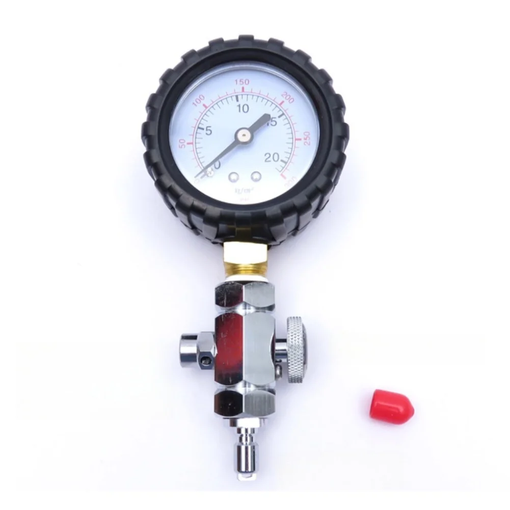 Brass Scuba Diving Pressure Gauge for First Stage Low Pressure Monitoring with 300 PSI Range and Relief Brass Scuba