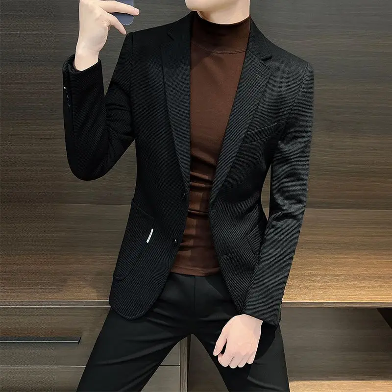 Male Business Blazer Spring Autumn Single Breasted Coat New In High Quality Fashionable Simple Clothing Men's Suit Dress Jackets