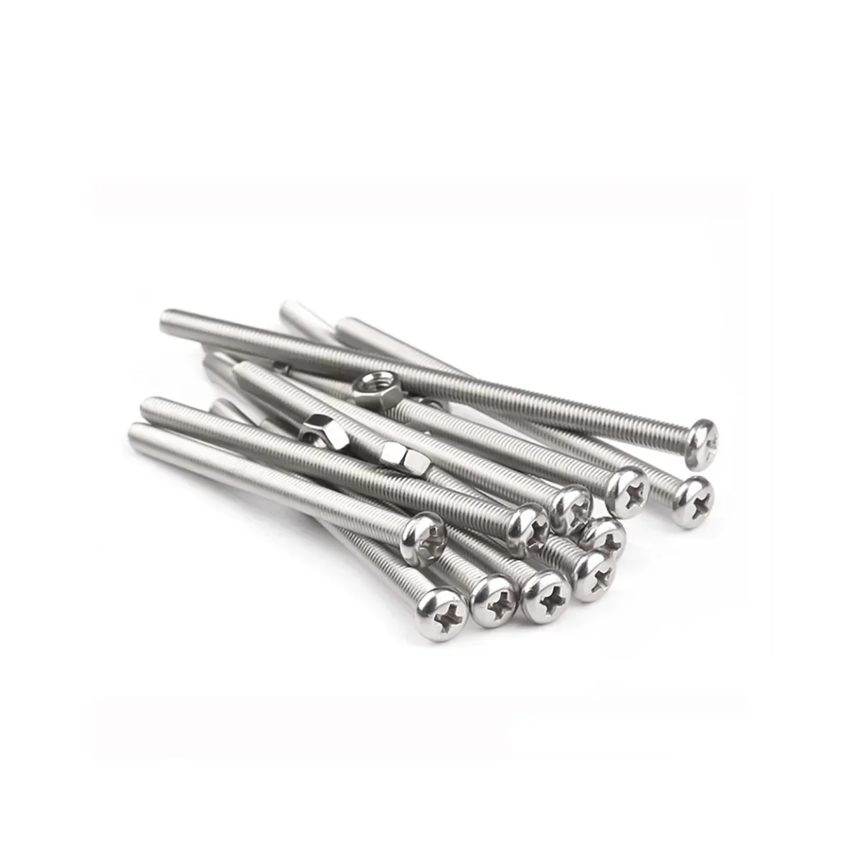 

304 Stainless Steel Extended Extra Long Screw Cross Groove Round Head Bolt And Nut Combination Set M2M3M4M5M6