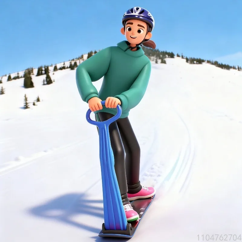 

Foldable Snow Sled with Handle, Blue Winter Outdoor Sledding Equipment