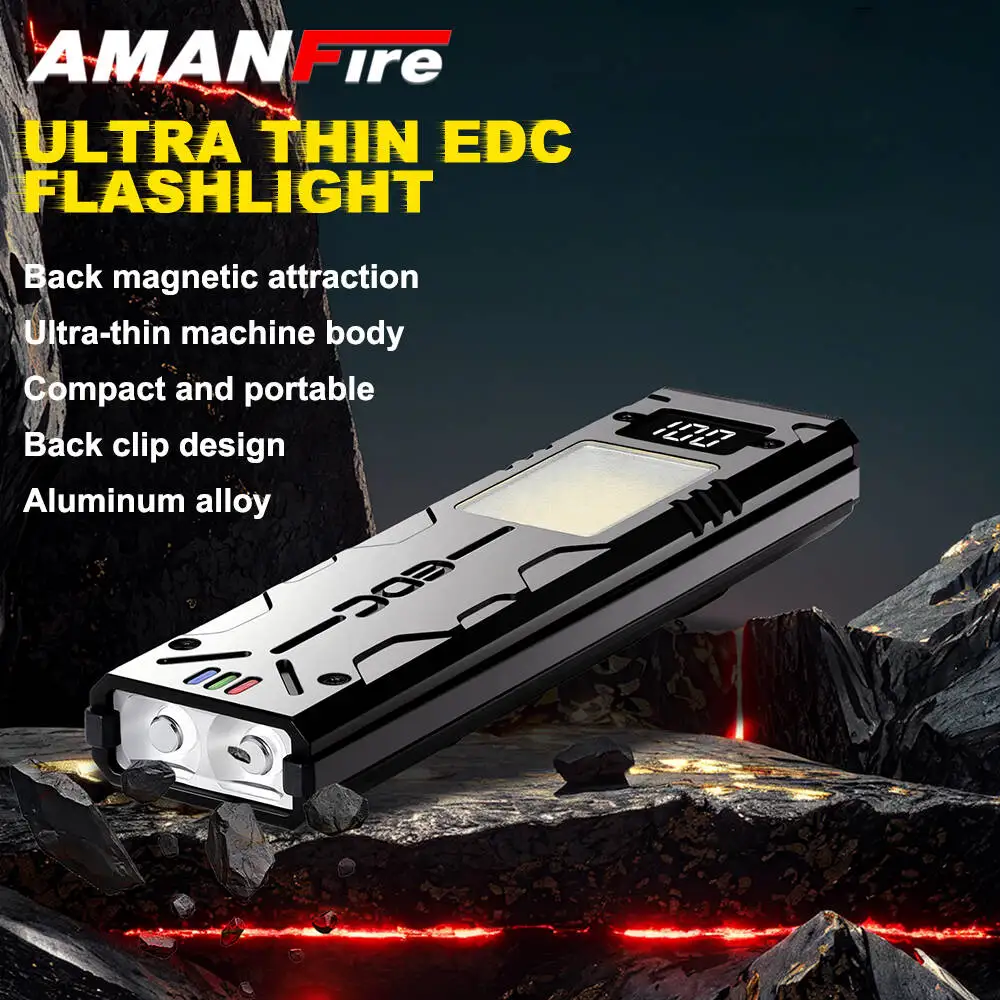 

Amanfire DC-01 супер яркий фонарик перезаряжаемый светодиодный + COB прожектор магнитный задний зажим портативный рабочий фонарь тактический фонарик
