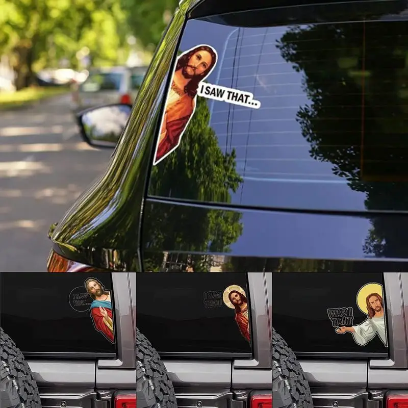 I Saw That Jesus Sticker Religious Stickers Creative Decorative UV Protection Easy To Apply Weather Resistant Jesus Stickers