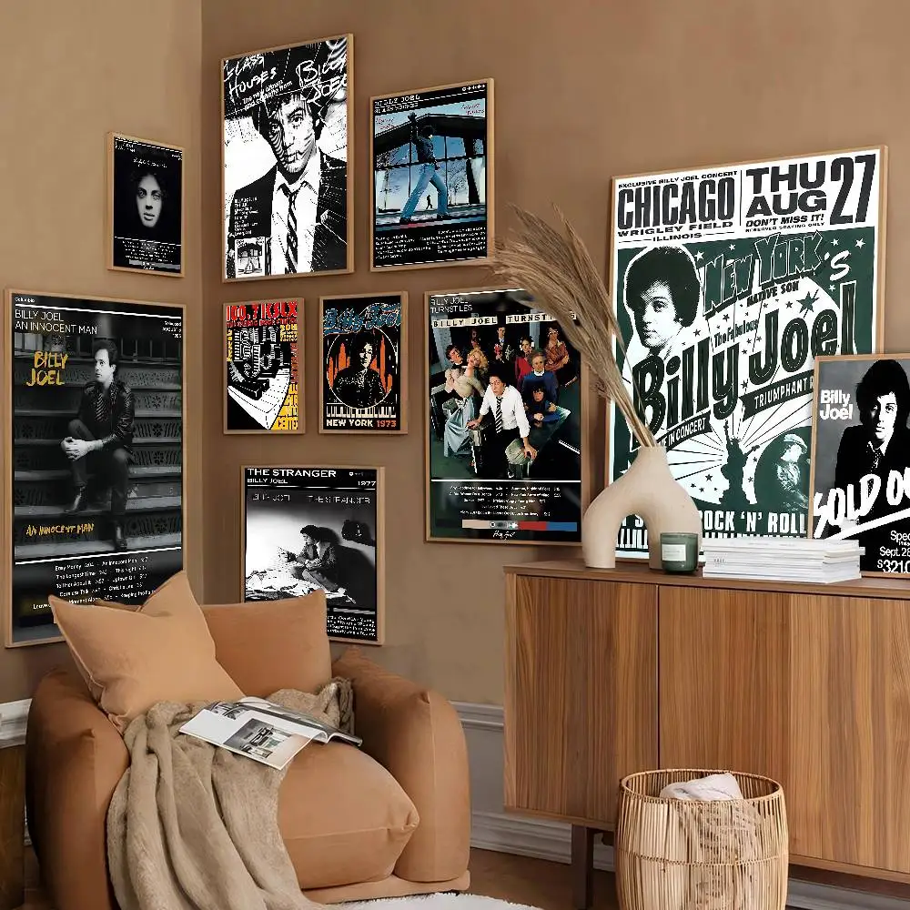 Póster de Anime clásico del cantante de rock Billy Joel, pegatina de papel impermeable, decoración de pared para cafetería, Bar y habitación