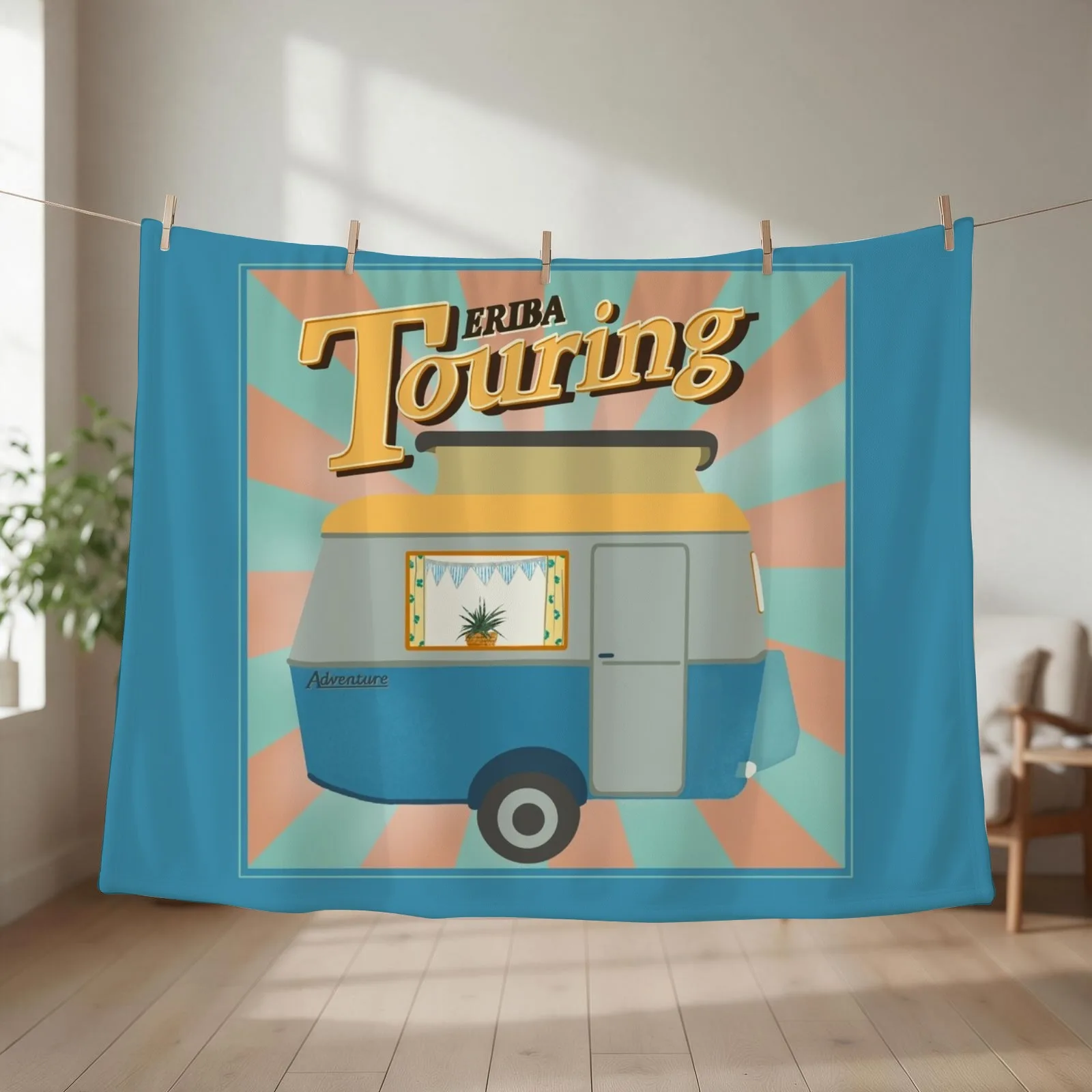 Vintage Touring Caravan Adventure Throw Blanket couch cozy soft plush fuzzy picnic outdoor blanket