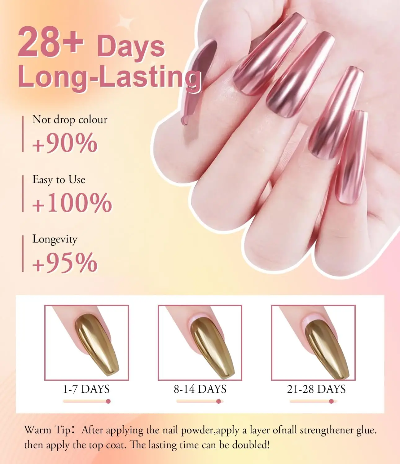 6 Farben/Set Metallic Spiegel Chrom Nagel Pulver Holographische Chamäleon Glitters Maniküre Staub Rose Gold Champagner DIY Nagel Pulver – Detail 3