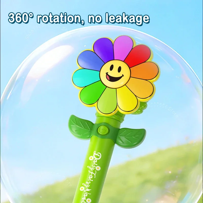 Smile Daisy Home Decor With Electric Bubble Wand Pinwheel Shape Automatic Blower with Colorful Luminous Beam Gift for Family