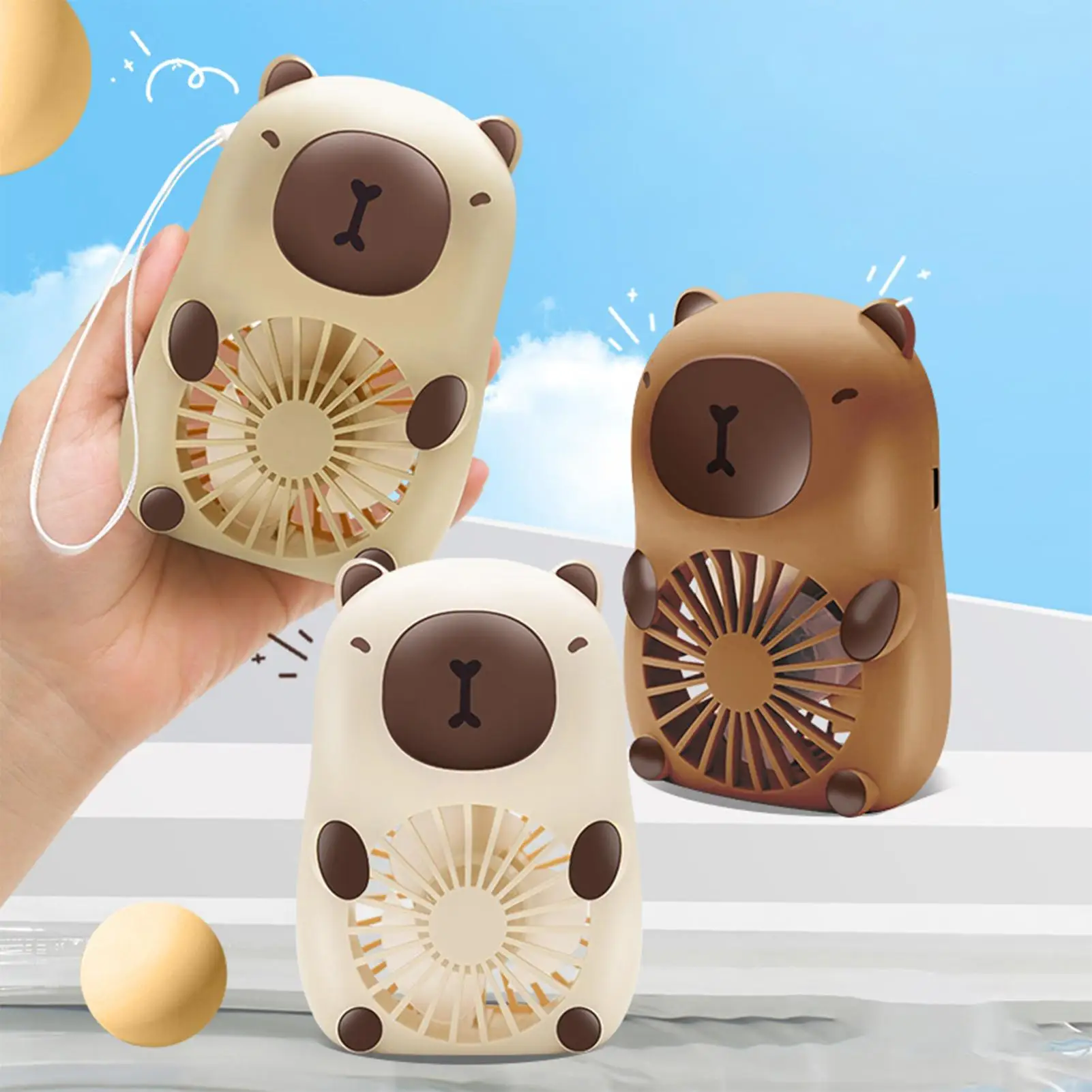 

Ручной вентилятор Capybara, портативный мини-карманный охлаждающий вентилятор, милый мультяшный маленький вентилятор Capybara, уличный маленький вентилятор с зарядкой через USB, подарки