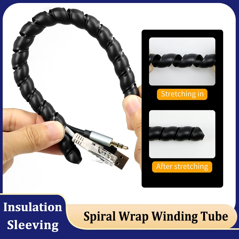 

Spiral Winding Tube 8 10 12 14 16 20 25 30 35mm PP Plastic Flexible Cable Wrap Sleeve Cover Pipe Wire Protector Line Organizer