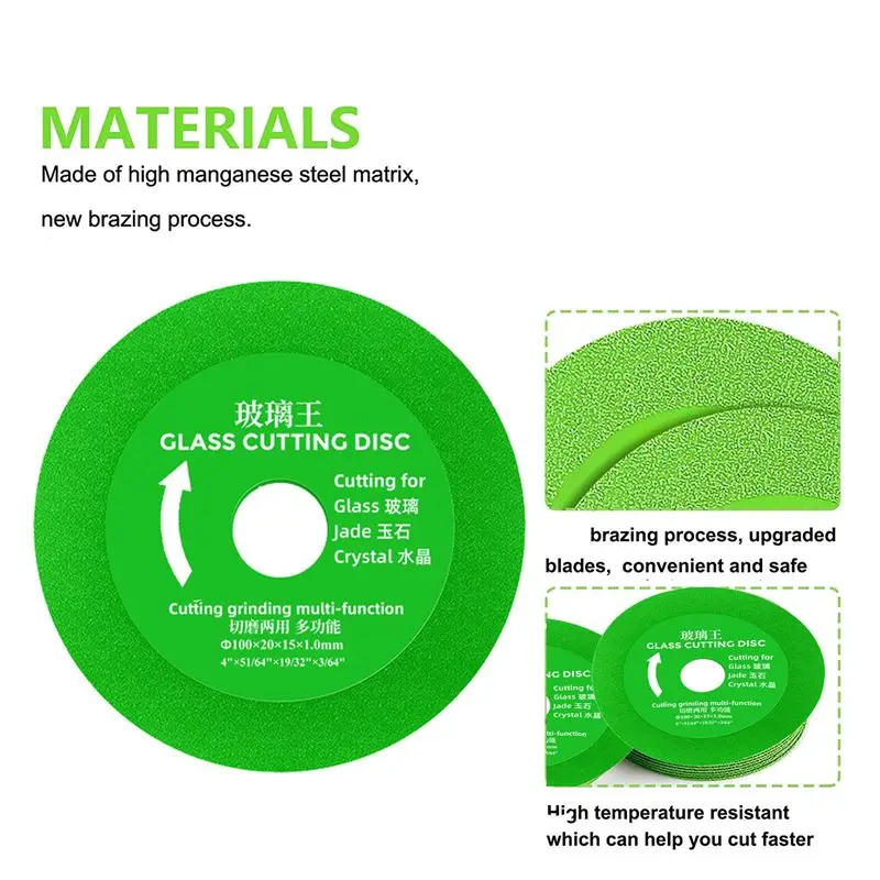 Doings Glass Cutting Disc Pack of 5, Diamond Cutting Blades Saw Blades for 4 Inch Angle Grinder, Diamond Cutting Wheels