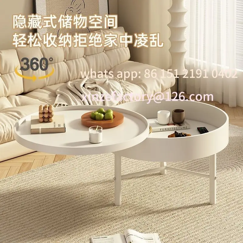 Customizable light luxury coffee table multi-functional combination rotating with storage modern