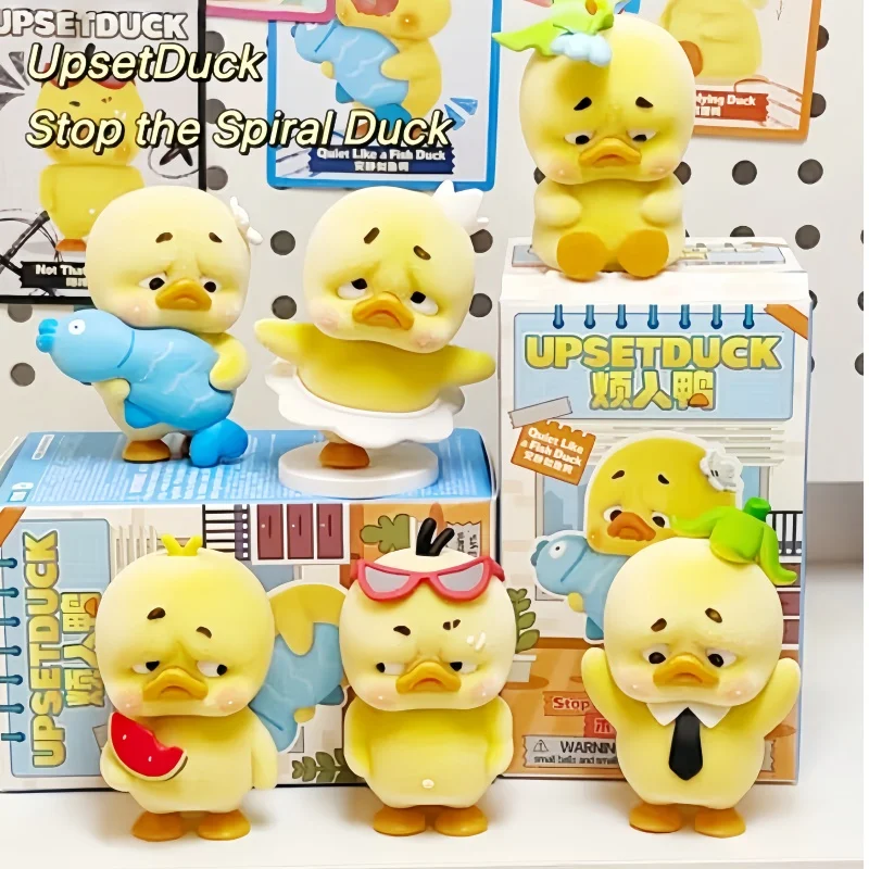

Hot Genuine Upset Duck Stop The Spiral Duck Series Flocking Blind Box Desktop Ornament Trendy Collectible Figurines Popular Gift