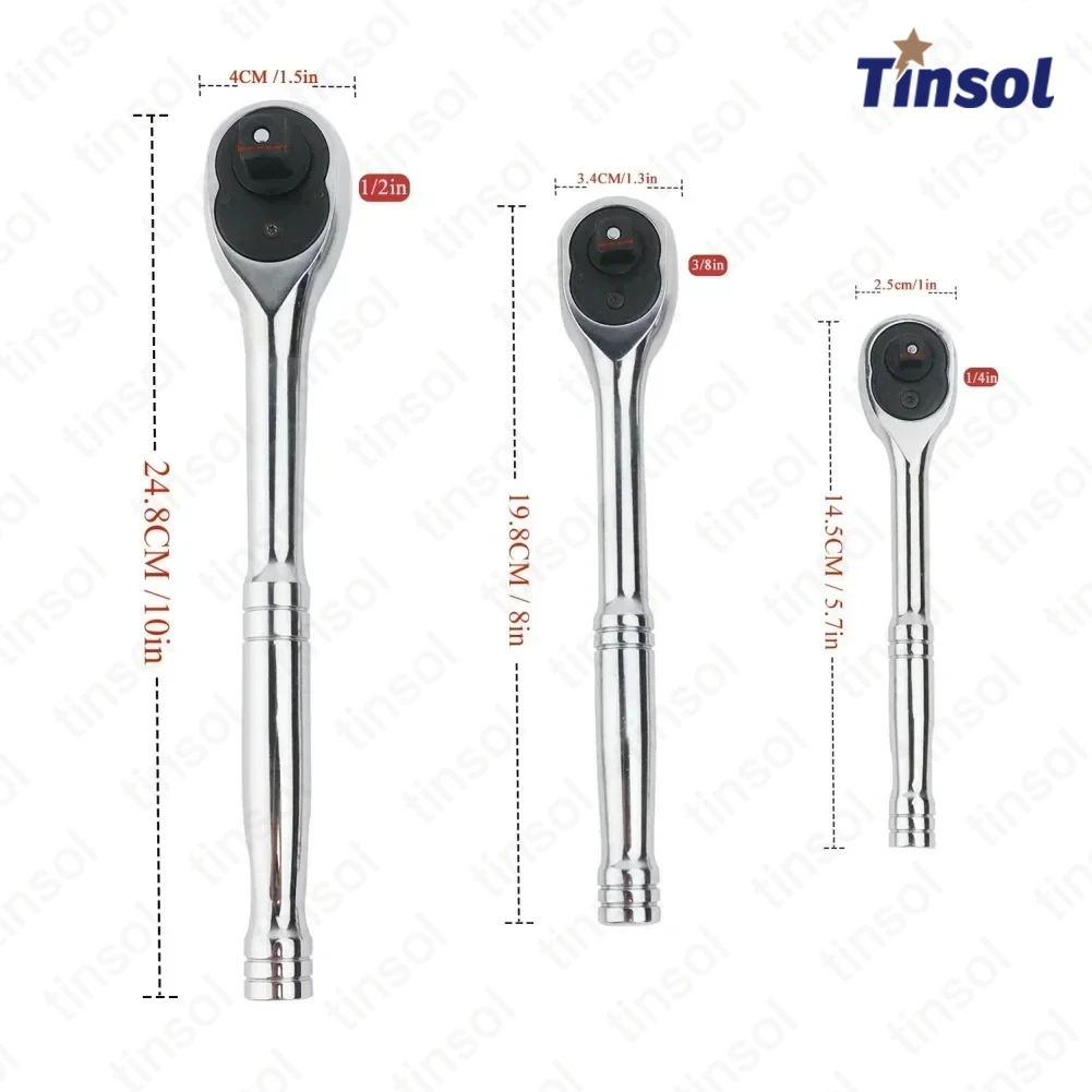 TINSOL Catraca de Liberação Rápida com 100 Dentes para Espaços Estreitos, Encaixes de 1/4”, 3/8” e 1/2”, Alta Performance para Manutenção e Reparo Automotivo