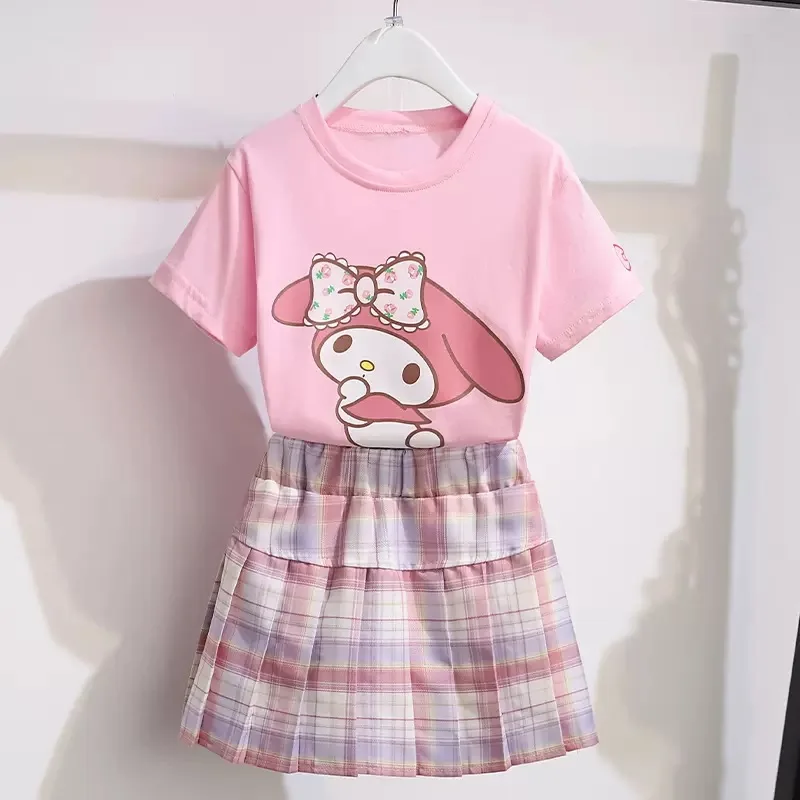 2 قطعة Kawaii أنيمي سانريو تنورة مجموعة بلدي ميلودي فستان البدلة Jk فتاة تي شيرت دعوى لينة لطيف الكرتون في الهواء الطلق عيد ميلاد مهرجان هدية #2