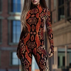 3D Animal Snake Skin Printed Cosplay Jumpsuit Costume Carnival Party Cyber Catsuit Women Outfits Bodysuit Party Halloween Cloth