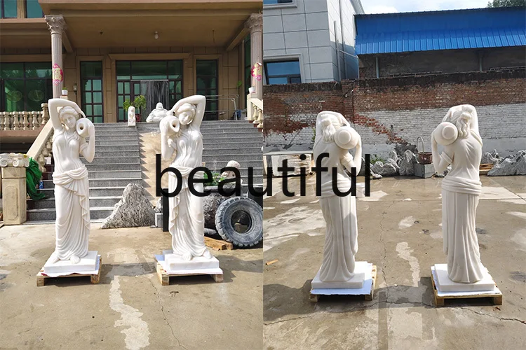 Stone European Figure Sculpture Garden Marble Western, Statue Outdoor, Ornament