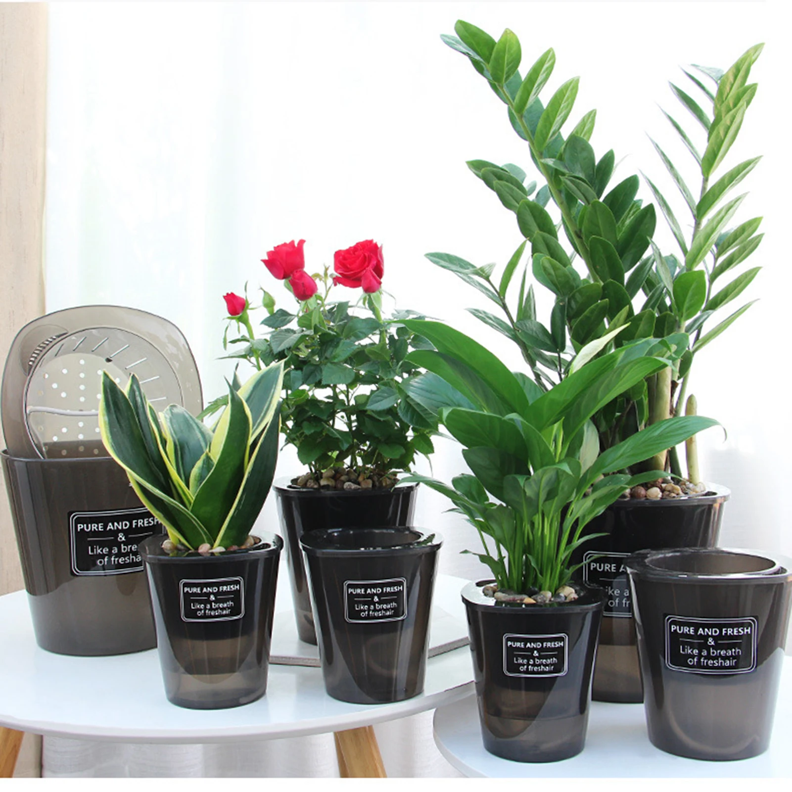 Lazy Self-watering Flowerpot Automatic Water Absorption Succulent Aquaculture Plant Pot Translucent Plastic Hydroponic Flowerpot