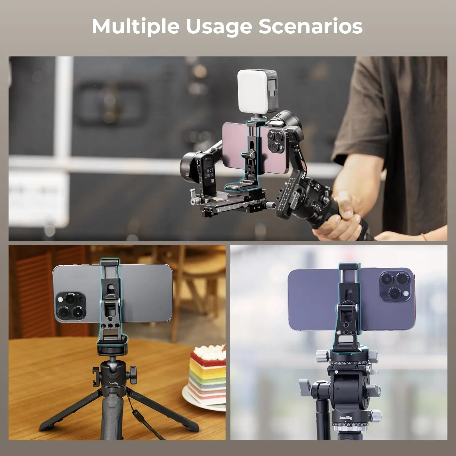 SmallRig Phone Tripod Mount,Phone Holder with Quick Release Adapter for Arca-Swiss, Multifunctional Phone Holder for Arca Tripod