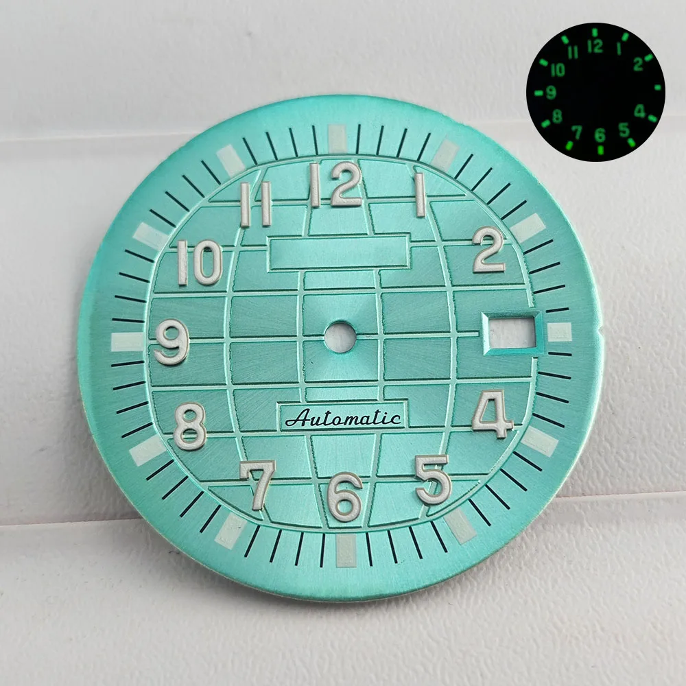 Men\'s watch 32mm dial NH35 dial green luminous for NH35 NH36 automatic movement watch case pointer accessories