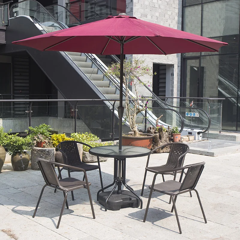 Modern Outdoor Dining Set Table Chair Garden Umbrella Courtyard Durable Outdoor Furniture 90cm