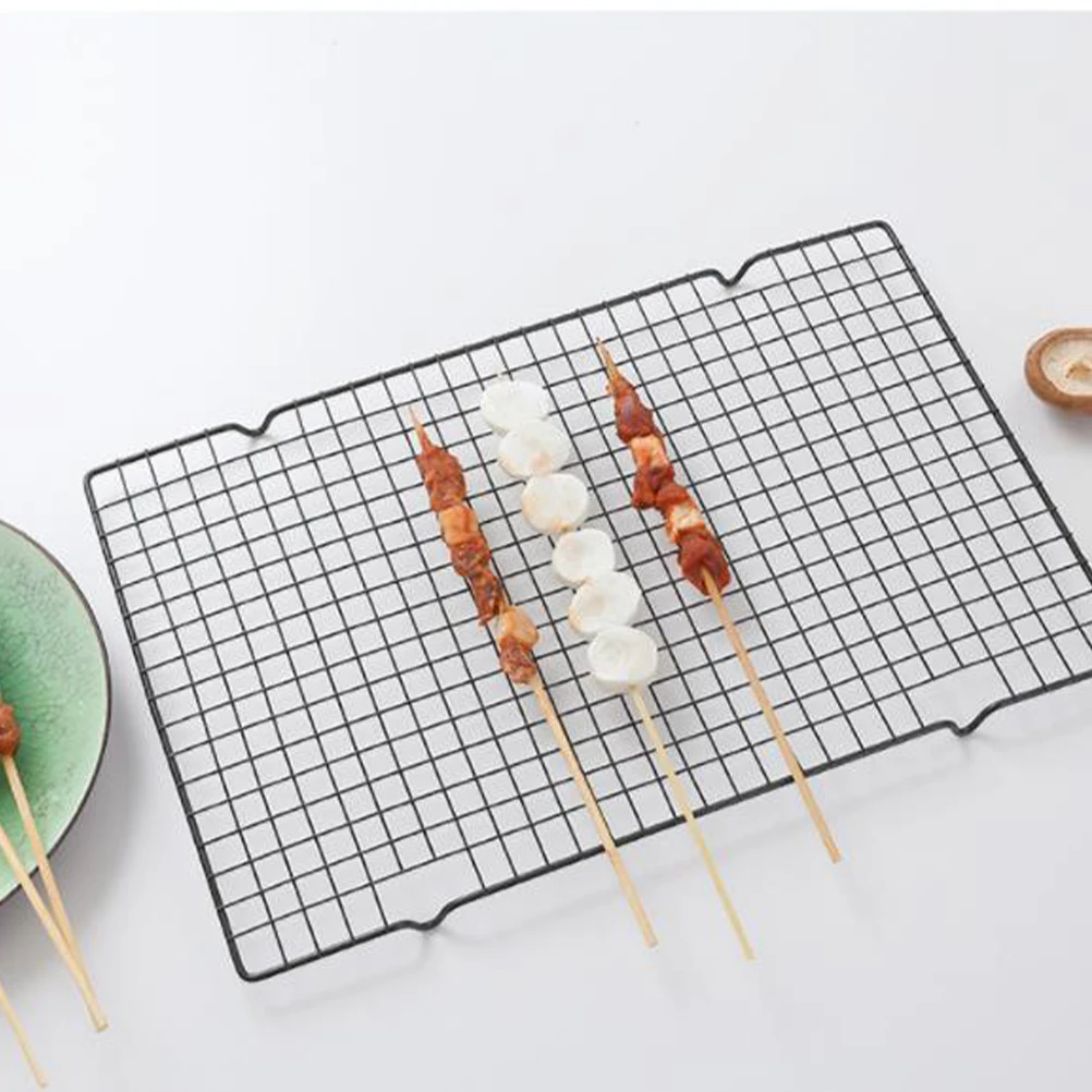

40X25Cm Food Rack Nonstick Carbon Steel Cooling Rack For Cake Cookie Baking Curved Design Air Circulation Wide Grid